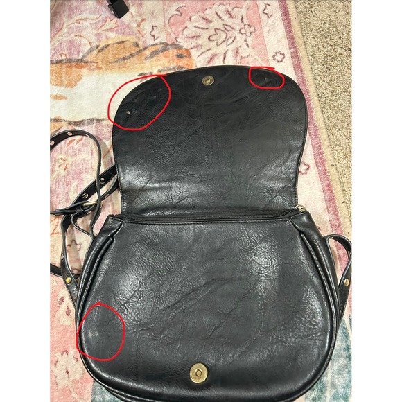 Y2K VTG Black Crossbody Purse Bag Studded Silver Satchel Indie Retro Boho - Picture 6 of 10